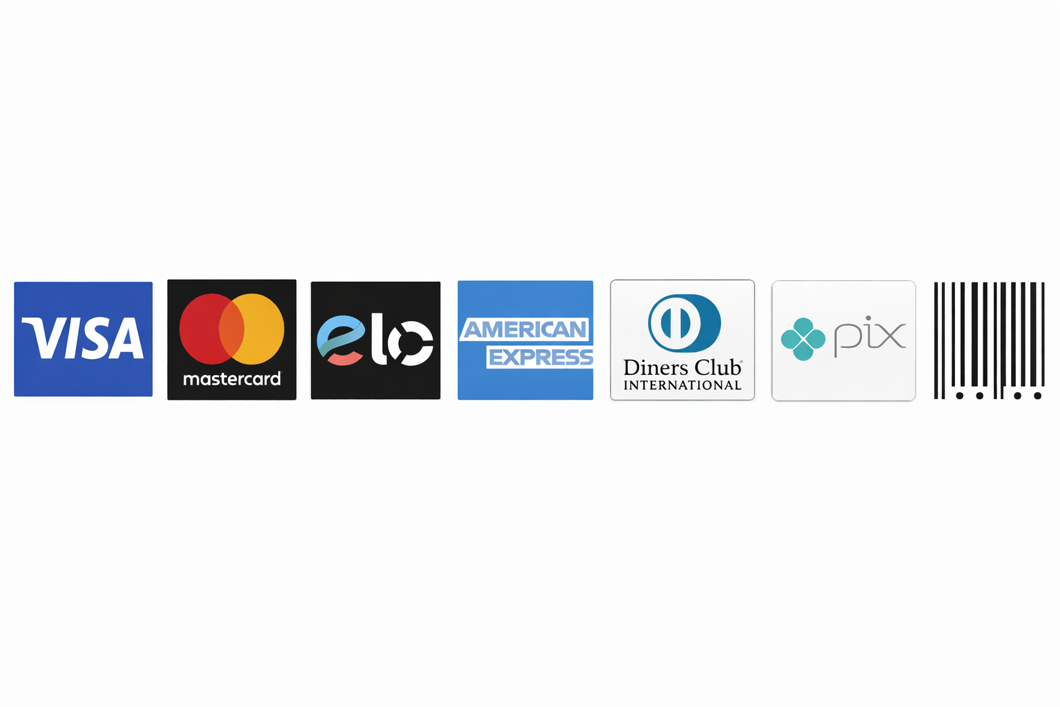 Formas de pagamento aceitas: Visa, Mastercard, Elo, American Express, Diners, Pix
